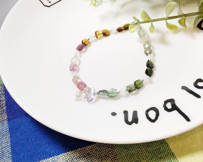 MH sterling silver natural stone independent series _ youthful drinking _ tourmaline - Bracelets - Semi-Precious Stones Multicolor