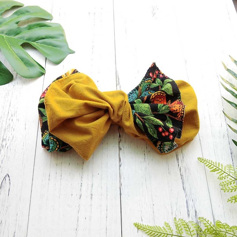 [Shell art products] giant butterfly hair band (black butterfly turmeric) - the entire detachable! - Headbands - Cotton & Hemp Yellow