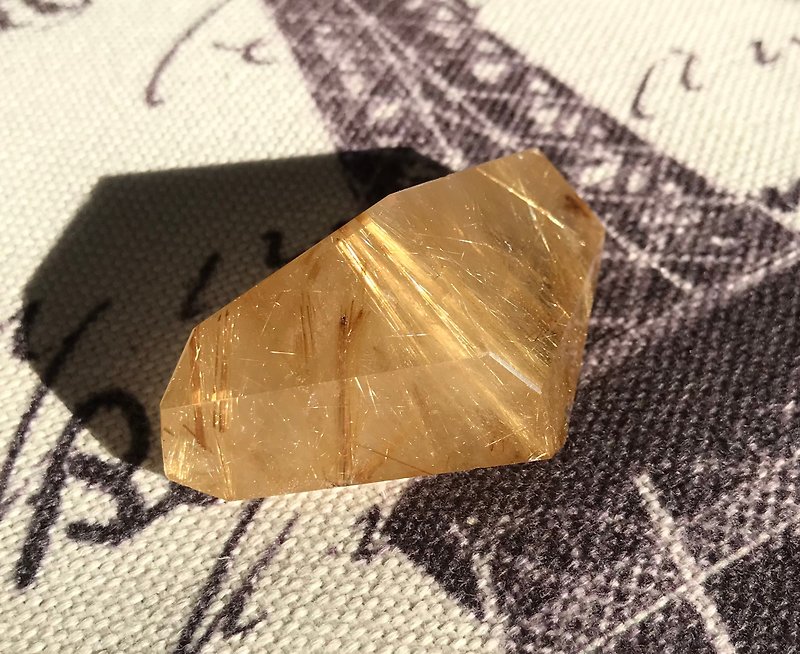 Titanium crystal gold crystal ornament handle piece crystal raw ore rough stone crystal - อื่นๆ - คริสตัล สีทอง