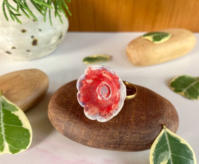 花リング(no27)/陶器リング/ハンドメイド - ショップ 3.2.6.studio