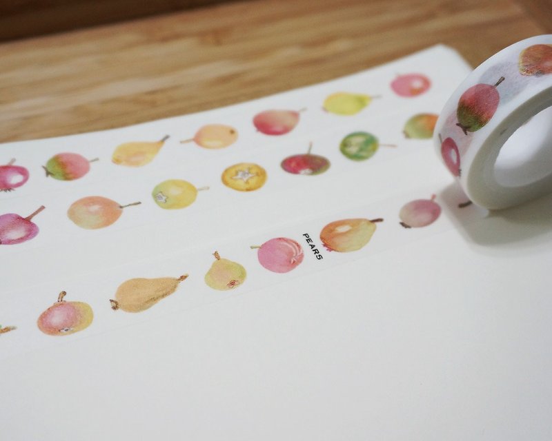 1.5cm 紙膠帶 - 水果-PEARS - 紙膠帶 - 紙 