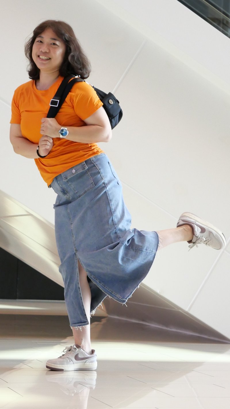 Terra系列 自然涼感短袖上衣Tshirt 橘綠 女 - 女 T 恤 - 其他人造纖維 橘色