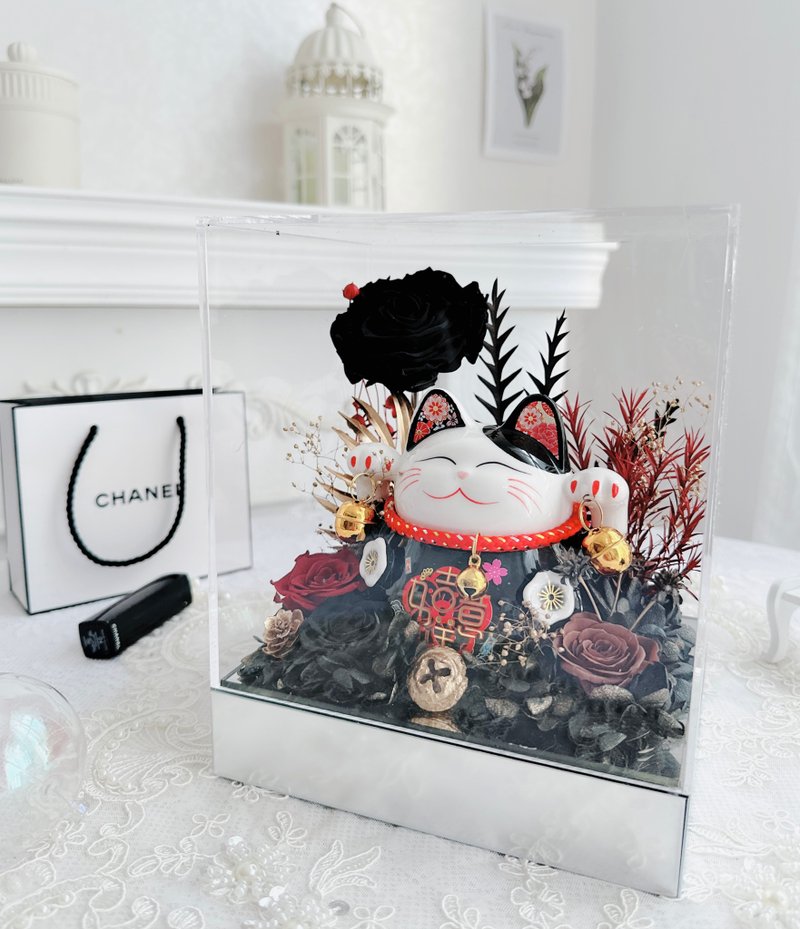 Black Gold Lucky Cat Lucky Immortal Flower Gift - Dried Flowers & Bouquets - Plants & Flowers Black