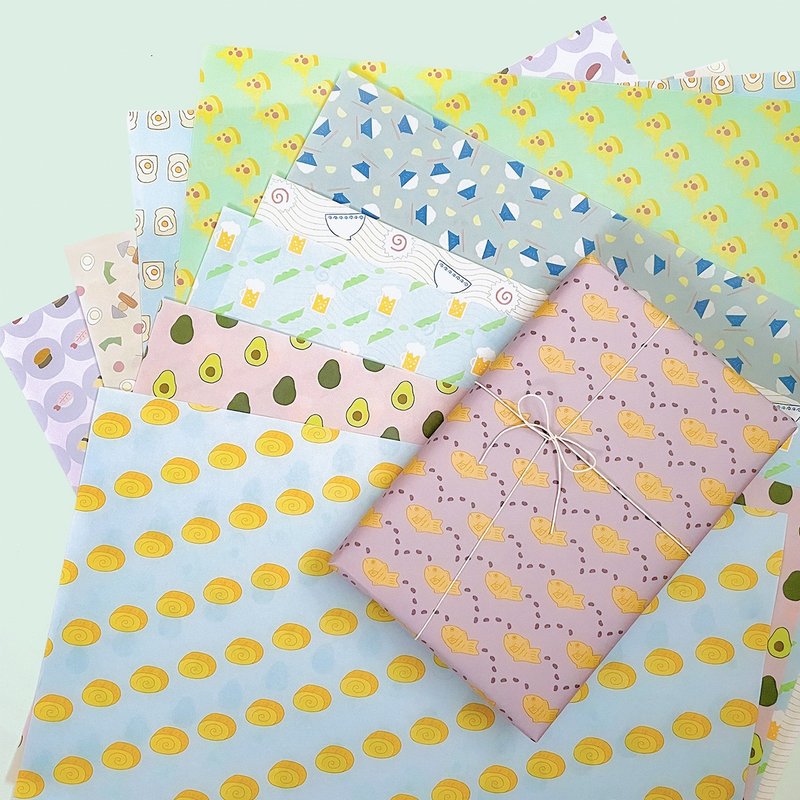 // A3 10枚セット // 10の食べ物のラッピングペーパー - ラッピング・ギフトボックス - 紙 多色