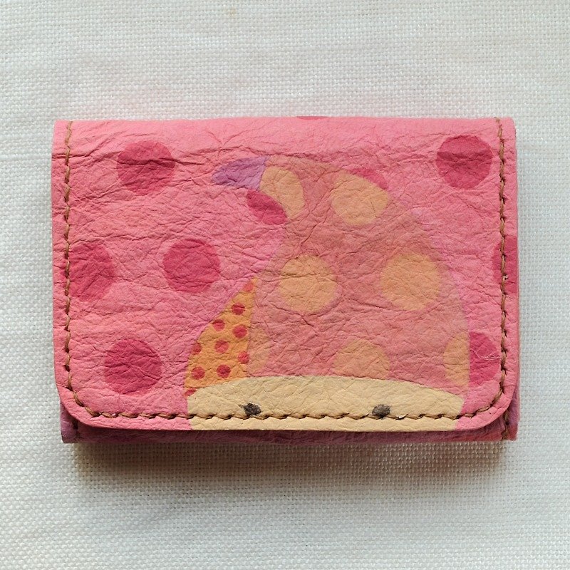 手漉き和紙コインケース＜なみだちゃん＞ - 散紙包 - 紙 粉紅色