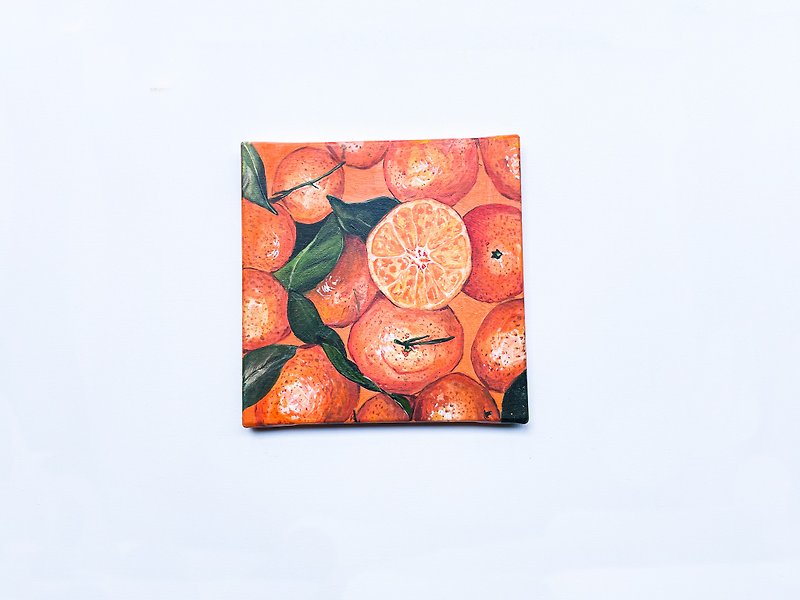 手繪壓克力掛畫——橘子熟了  居家/掛畫/原創/清新/空間裝飾畫 - 掛牆畫/海報 - 棉．麻 橘色