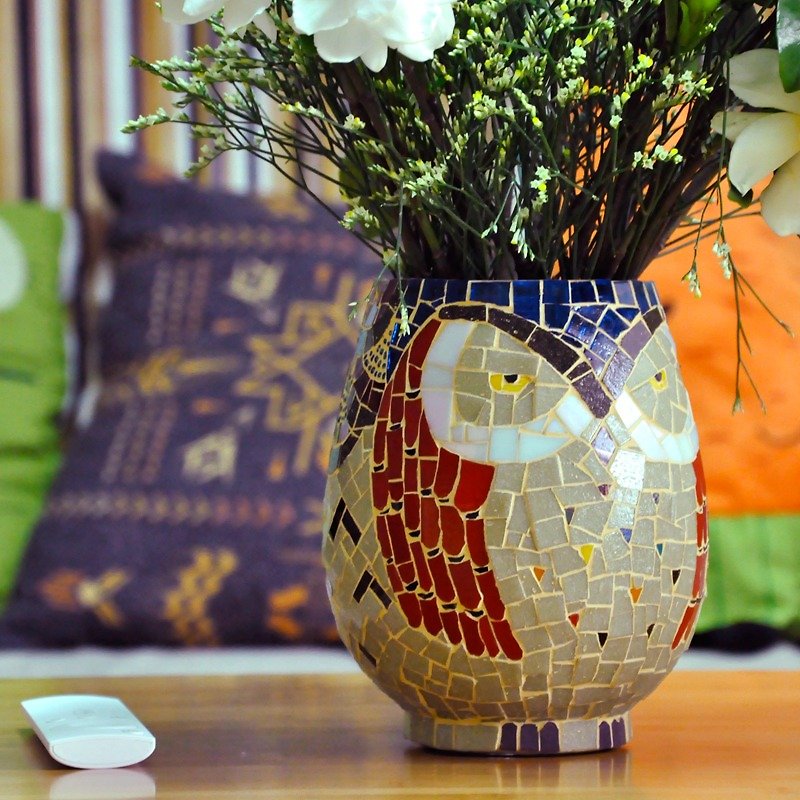 Mr. Owl/ Handmade mosaic candlestick/ Vase/ Retro/ Home decoration