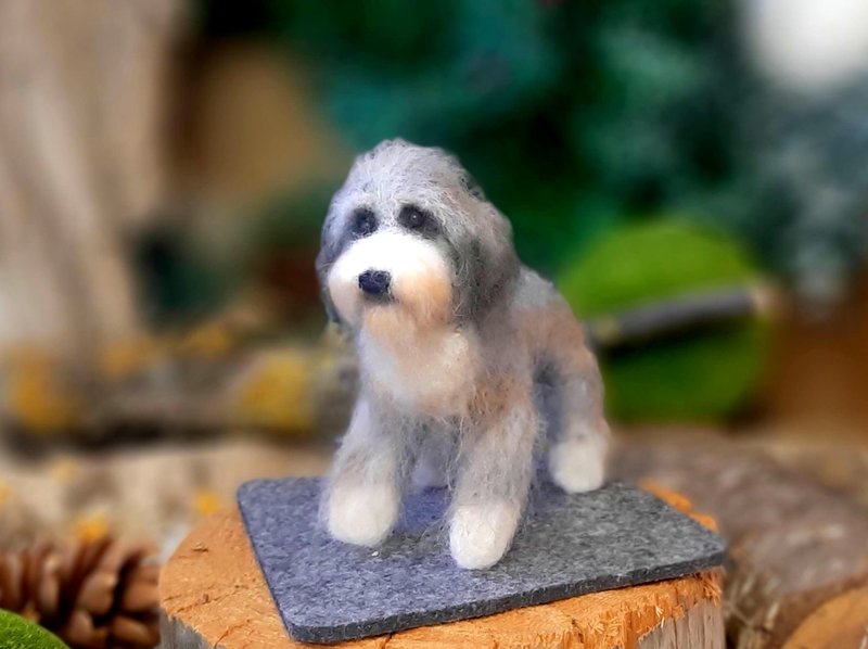 Needle felted dog DOODLE Dollhouse miniatures Needle felted animals - ของเล่นเด็ก - ขนแกะ 