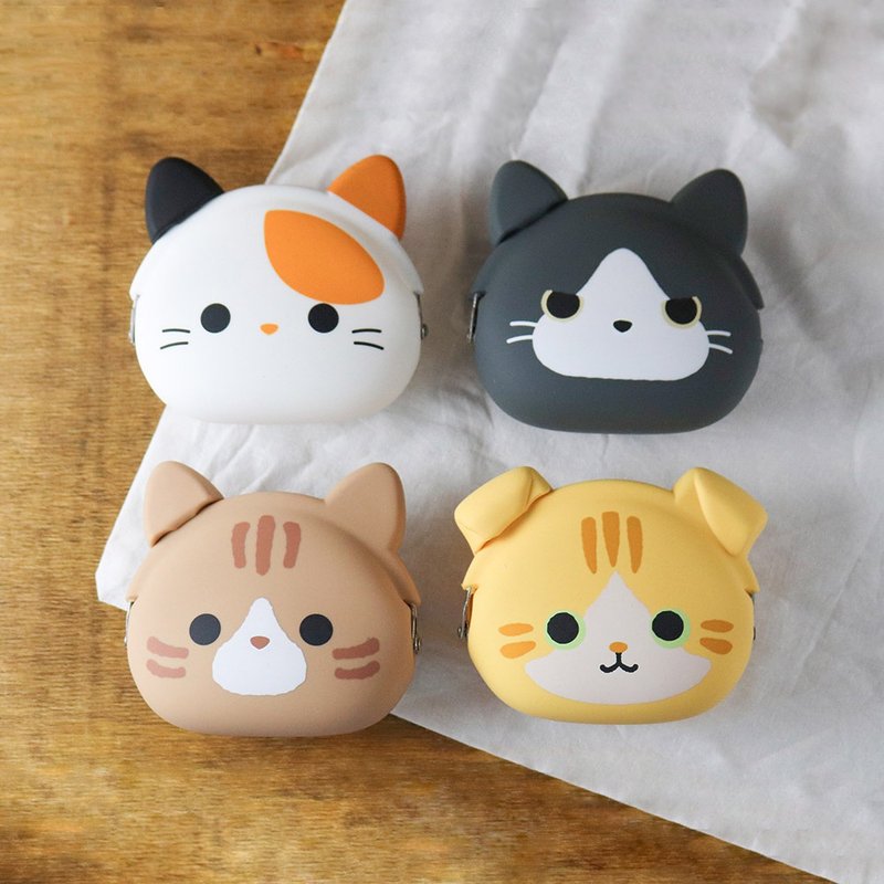 mimi POCHI Friends Three-color cat tabby cat Mercedes cat folding ear cat Silicone mouth gold bag - Coin Purses - Silicone Khaki