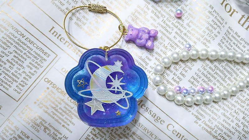Epoxy Cat Claw Charm Galaxy and Bear - Charms - Resin Purple