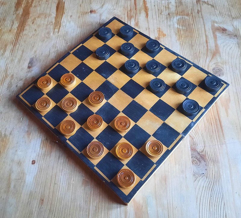 Soviet wooden checkers set 1958 made – old Russian draughts game USSR - Board Games & Toys - Wood 