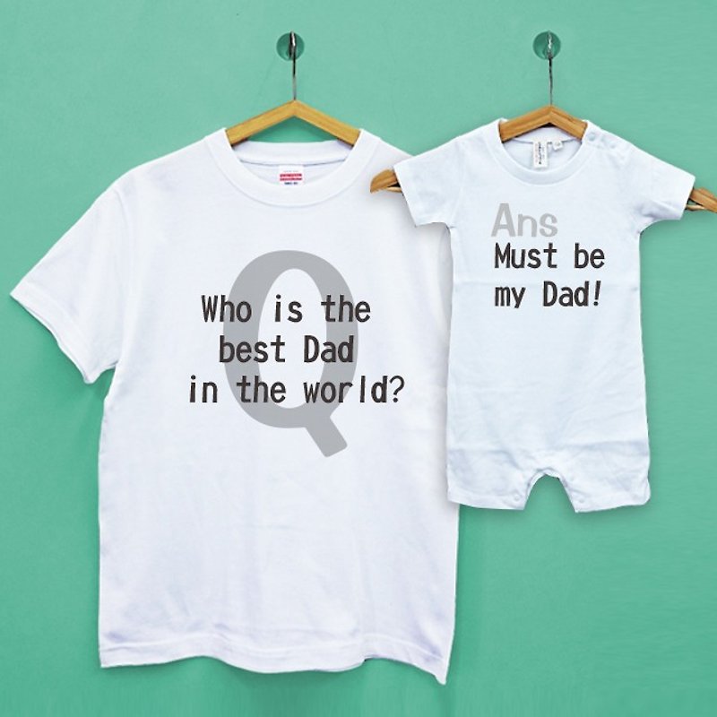 【客製化禮物】Q&A親子裝組/兩入 純棉柔感中性T恤/兒童T恤/嬰兒 - 中性衛衣/T 恤 - 棉．麻 