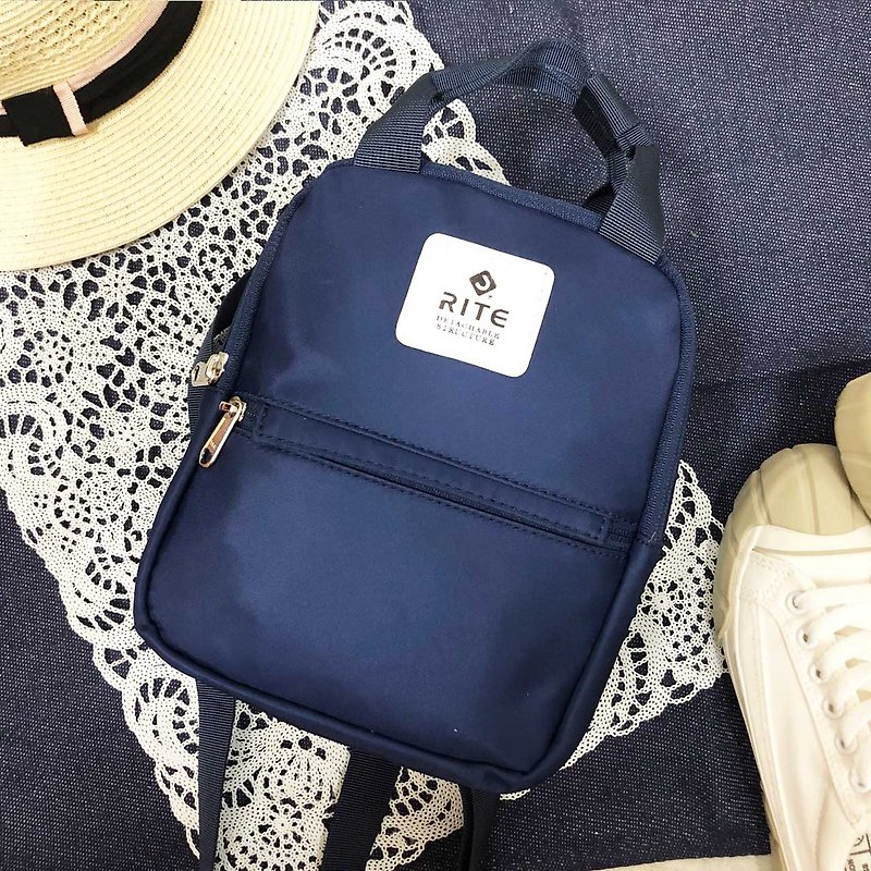 [RITE] Le Tour Series - Dual-use Mini Backpack - Nylon Dark Blue - Backpacks - Waterproof Material Multicolor