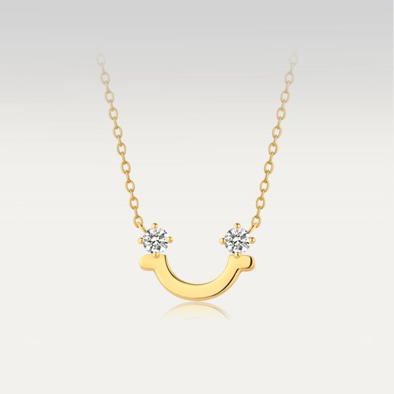 New Year's Good Luck [Mei Zi Zi] Smiling Fashionable and Simple Good Luck Silver\18k Gold Necklace - สร้อยคอ - เครื่องประดับ สีเหลือง