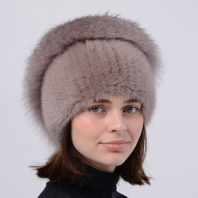 Mink Hat Womens Beanie Fur Hat For Lady With Fox Fur Pompom And Fox Fur Applique - หมวก - ขนแกะ หลากหลายสี