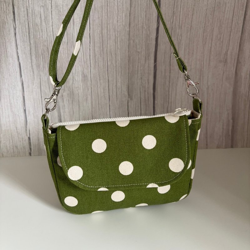 [Limited Edition] Small Crossbody Bag // Dotted Colors // Canvas // Blue, Green - กระเป๋าถือ - ผ้าฝ้าย/ผ้าลินิน 