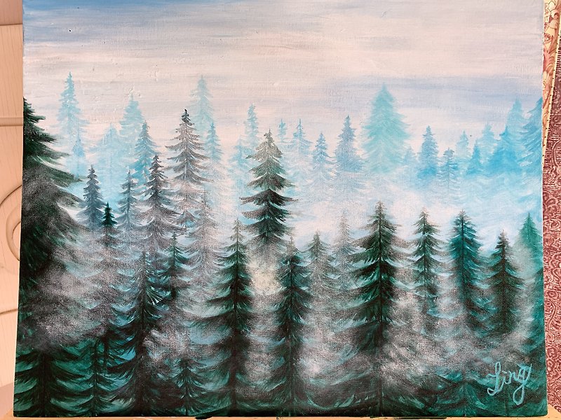 Misty forest - Posters - Acrylic Green