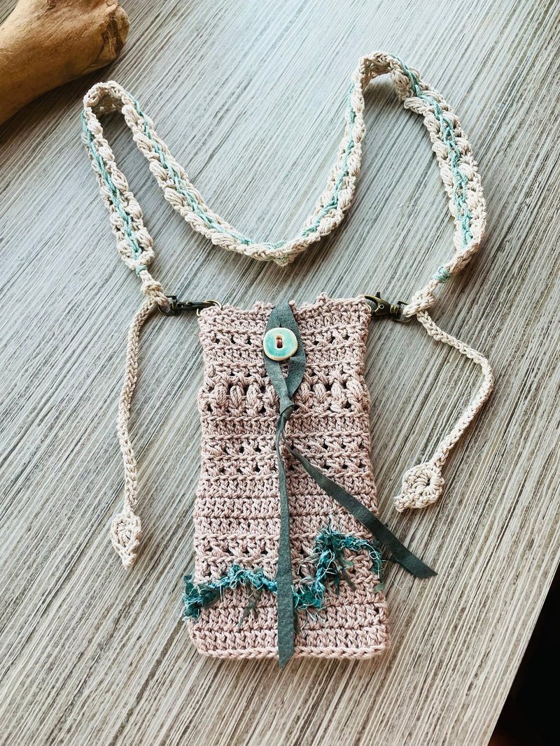 革物製織丨現貨丨手機揹袋套組_長度可調_藍色輕透的海 - 其他 - 棉．麻 