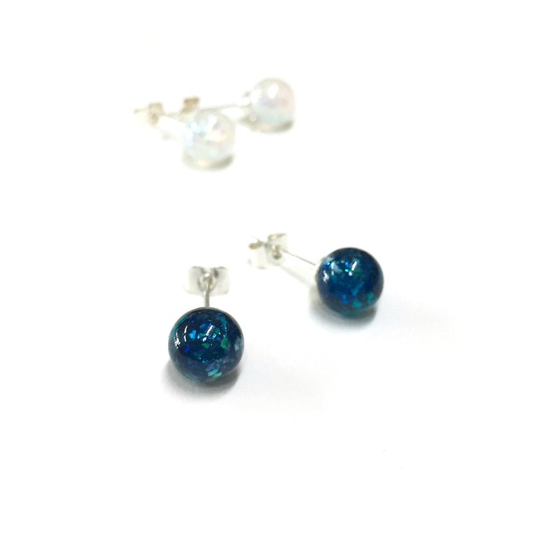 【Rousse】 【Twilight】 Star Trees III. Japanese resin gem. 925 silver stud earrings. Simple style. Earring / earring - Earrings & Clip-ons - Other Materials Blue