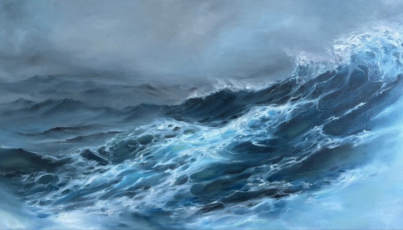 海浪畫油畫手工作品 - 插畫/繪畫/寫字 - 其他材質 