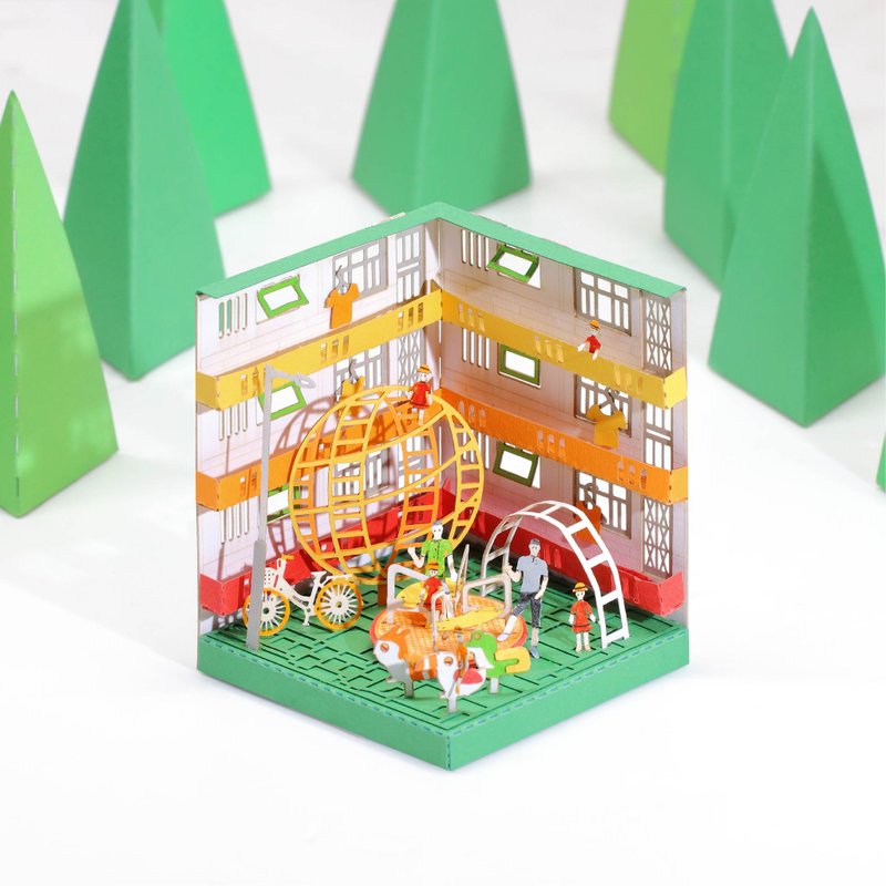 Playground - FingerART Paper Art Model with Plastic Box (HK-5816) - งานไม้/ไม้ไผ่/ตัดกระดาษ - วัสดุอื่นๆ สีเขียว