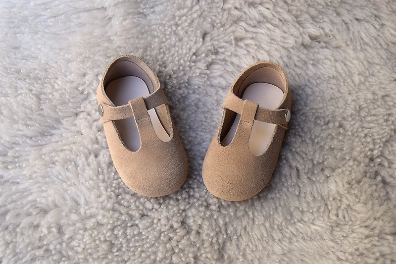Toddler Girl Shoes, Beige Baby Girl Shoes, Tan Mary Jane, Leather Baby Shoes - รองเท้าเด็ก - หนังแท้ สีกากี