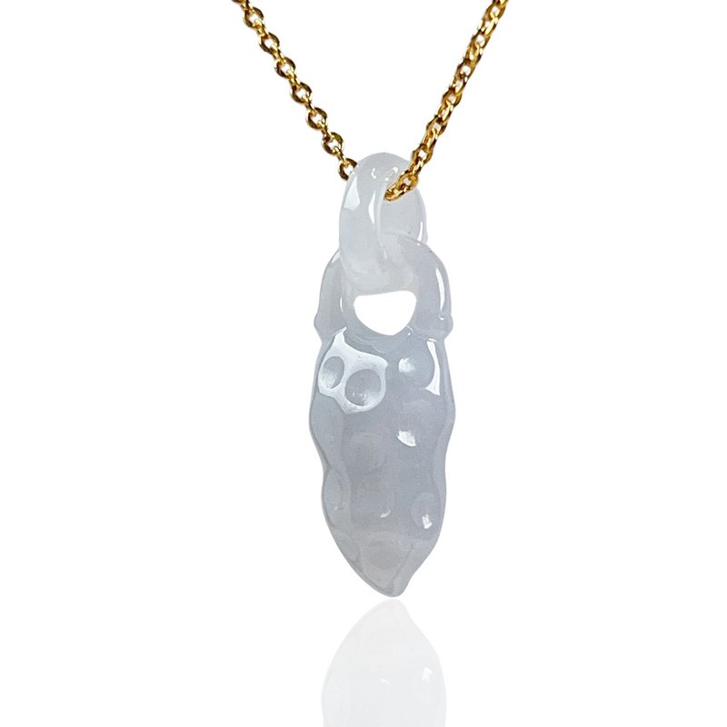 [Good Things Peanuts] Ice Jade Peanut Necklace | Natural Burmese Jade Jade A Grade | Gift - Necklaces - Jade White