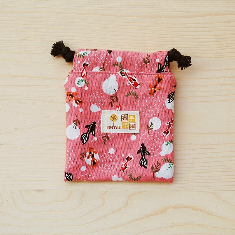 小金魚束口袋(迷你)/印章袋 首飾袋 - 印章/印台 - 棉．麻 粉紅色