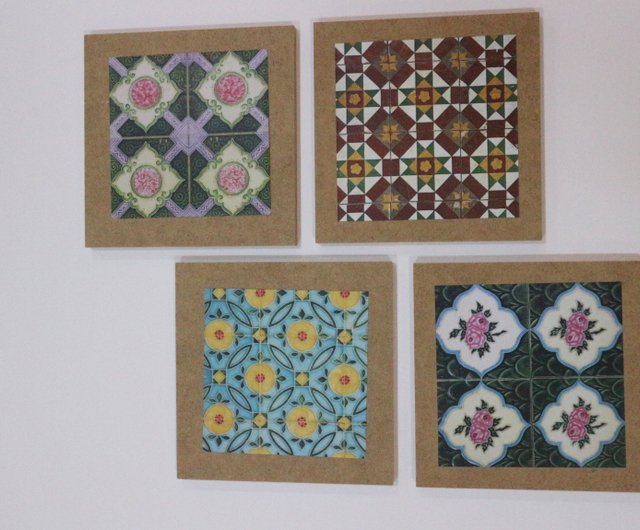 Penang Heritage Tiles Motif Coaster Set (4 pcs)-Peranakan - Shop 