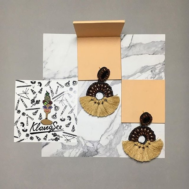 earrings: donut no.01 - 耳環/耳夾/耳骨夾 - 其他材質 咖啡色