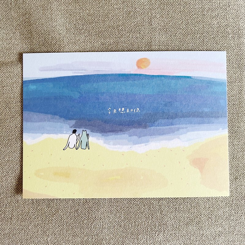 [Graduation Gift] Thick white ivory postcard Let’s wait until dark - การ์ด/โปสการ์ด - กระดาษ สีส้ม