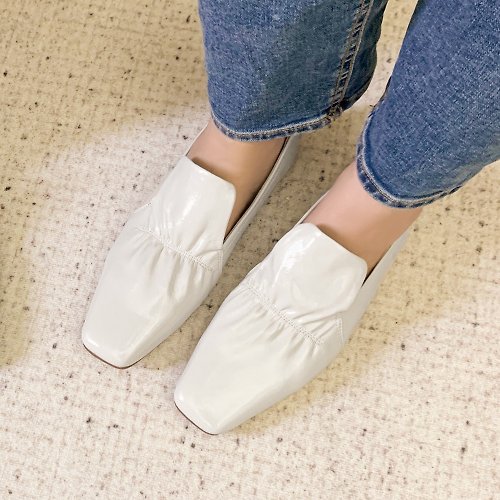 MajorPleasure 女子鞋研究室 Made In Japan日本製・極簡輪廓抓皺便鞋 白 全真皮-白