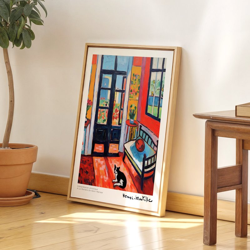 午後のオレンジの窓と一匹の猫 / マティス風 ウォールアート アートプリント ポスター フレームなし 装飾画 - ポスター・絵 - 紙 