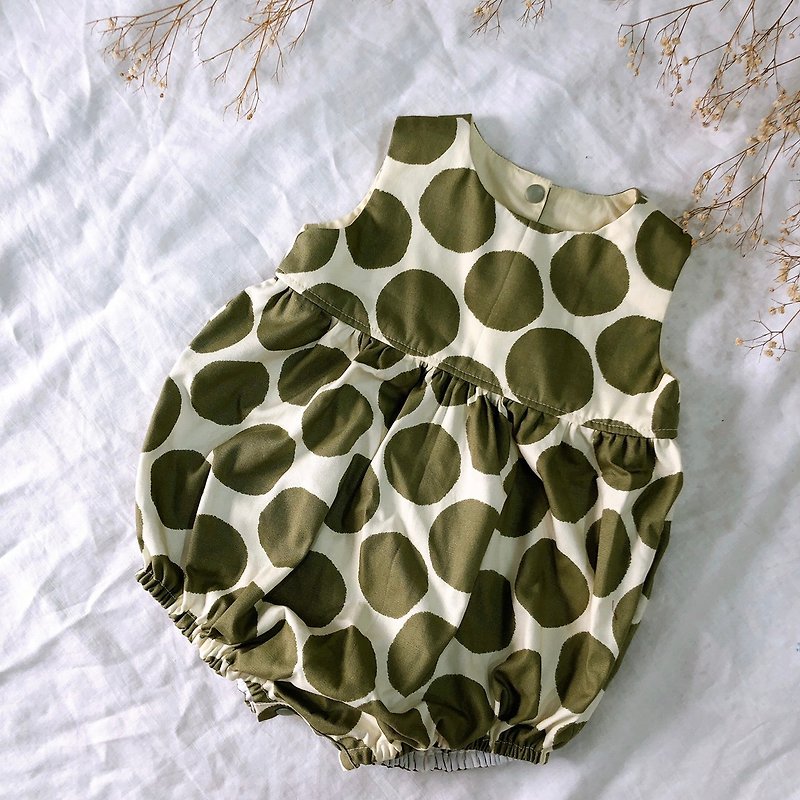 Spot [flower bud onesies pants] - Matcha latte polka dot party [Miyue gift / onesies pants] - Onesies - Cotton & Hemp Green
