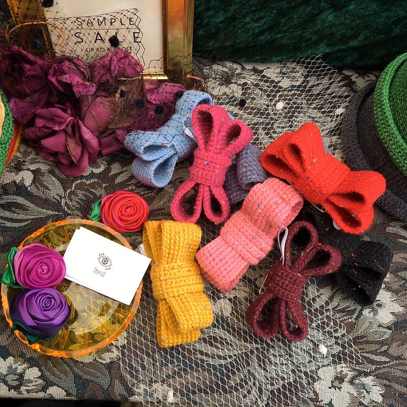 Big bow Bowknot pin cap chokdee-muakdeedee - Other - Wool Multicolor