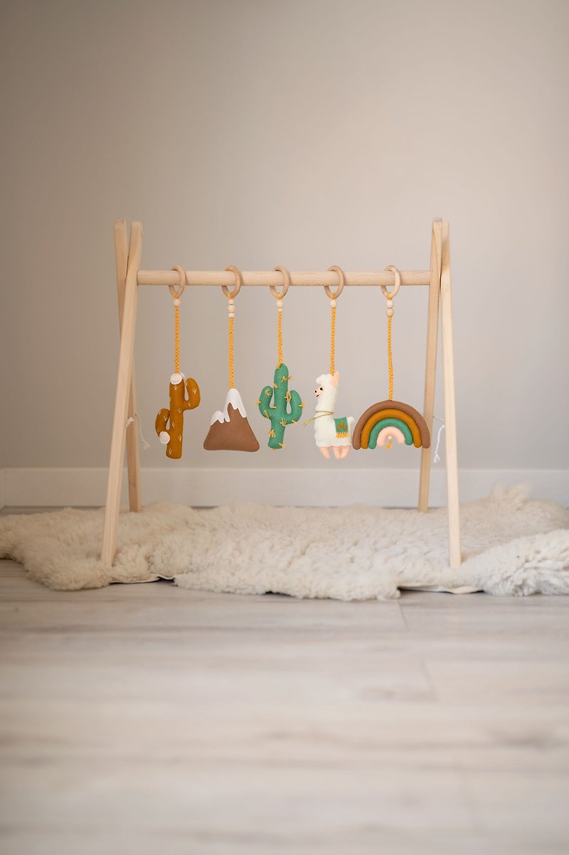 Boho baby play gym toys, wood baby gym, baby activity center toys, Montessori to - Kids' Toys - Eco-Friendly Materials Multicolor