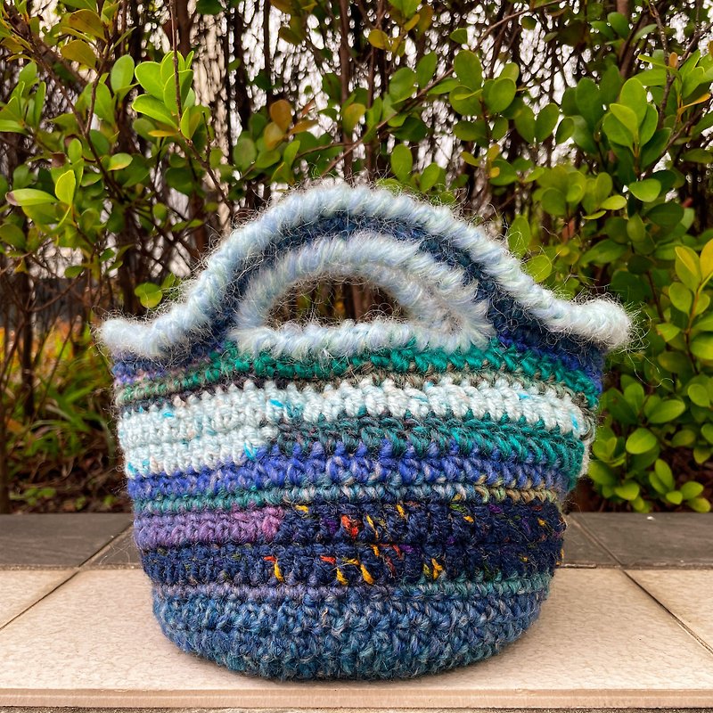 Color Block Crochet Tote - Mermaid Coast - Clutch Bags - Wool Multicolor