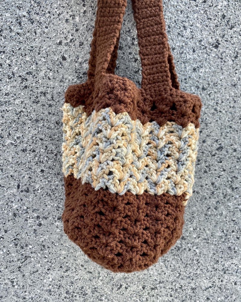 Kind Granny Two-Color Woven Bag - Handbags & Totes - Cotton & Hemp Brown