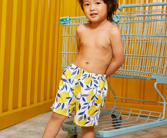 Beach Babe & Beach Boy : Baby & Adult Swim Trunks : Lemon - nynebrand - Swimsuits & Swimming Accessories - Pinkoi