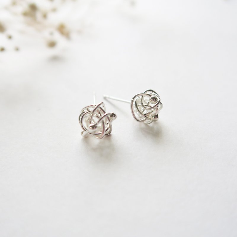 925 sterling silver silver thread earrings earrings - ต่างหู - กระดาษ ขาว