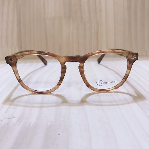 EGlasses。眼鏡物語 站內最高等級UV420濾藍光0度眼鏡│板料材質淺咖鏡腳彈簧設計CA20