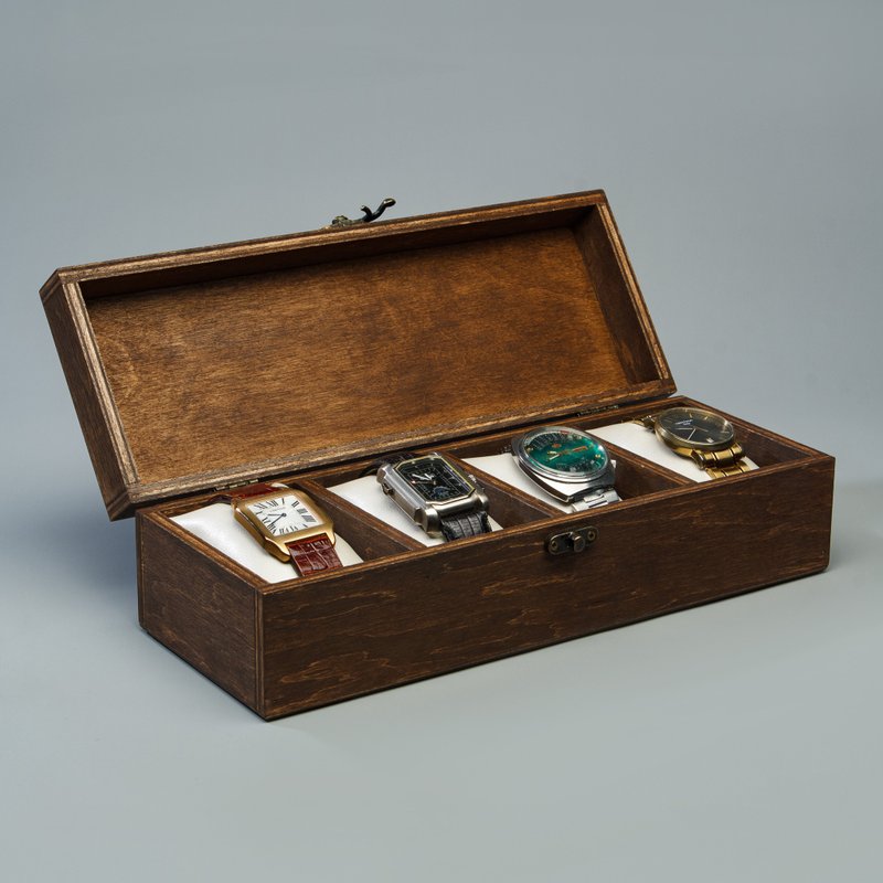 Watch organizer - Wooden jewelry box with lid - Edngaved display case - Men's & Unisex Watches - Wood 