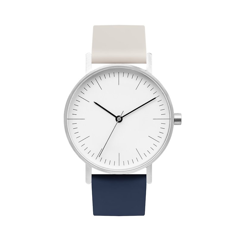 B001系列 彩色雙拼手錶 白面表盤-0513 - 女裝錶 - 不鏽鋼 灰色