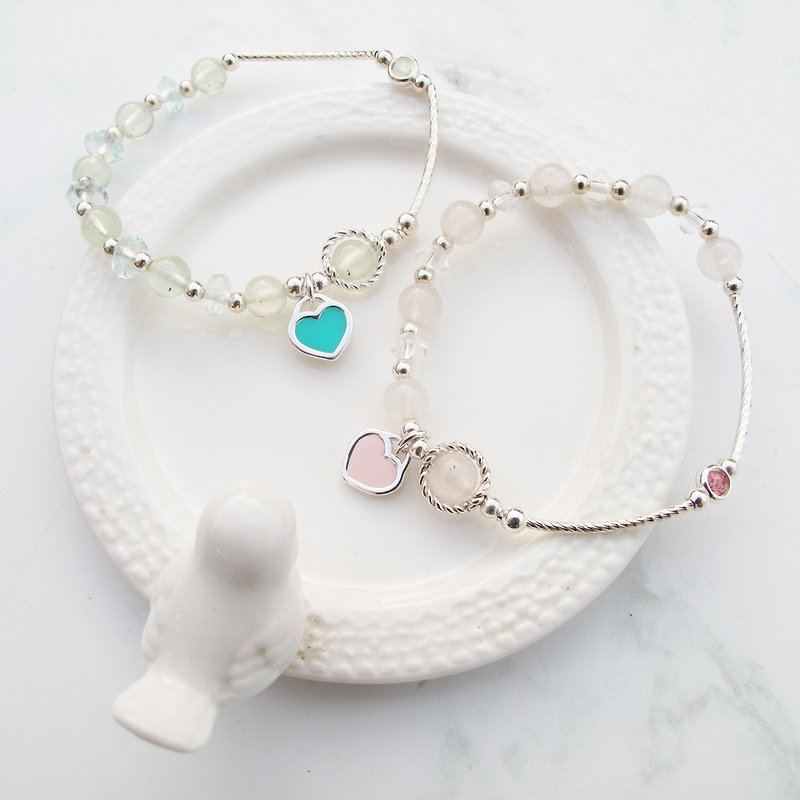 [Crystal Bracelet] Fruit Bubble | Rose Quartz × Stone Sterling Silver Love Bracelet | - Bracelets - Crystal Pink
