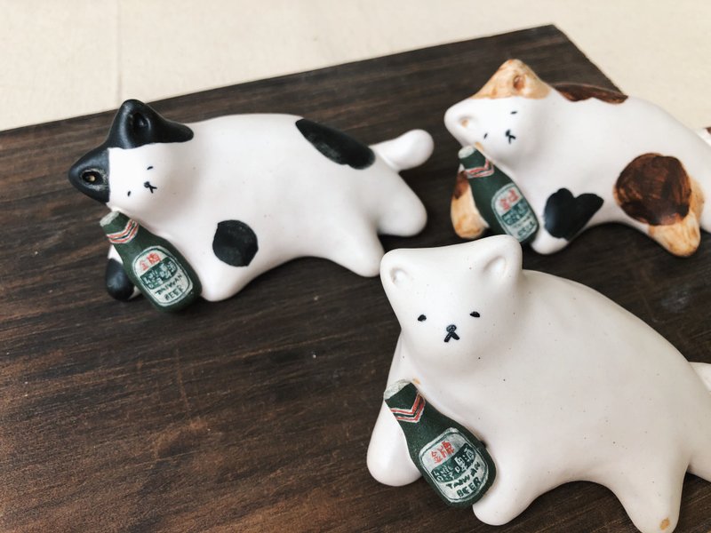 台灣啤酒貓 - 擺飾/家飾品 - 陶 白色