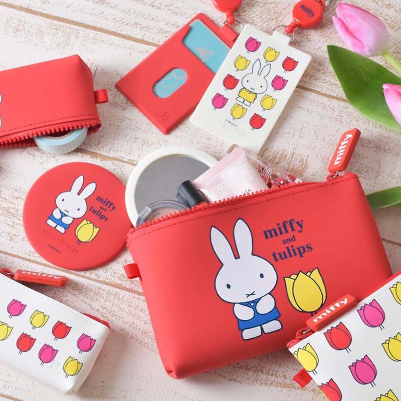 [Spring Limited] miffy&tulips Miffy and Tulips Silicone Storage/Pencil Case/ID - Toiletry Bags & Pouches - Silicone Red