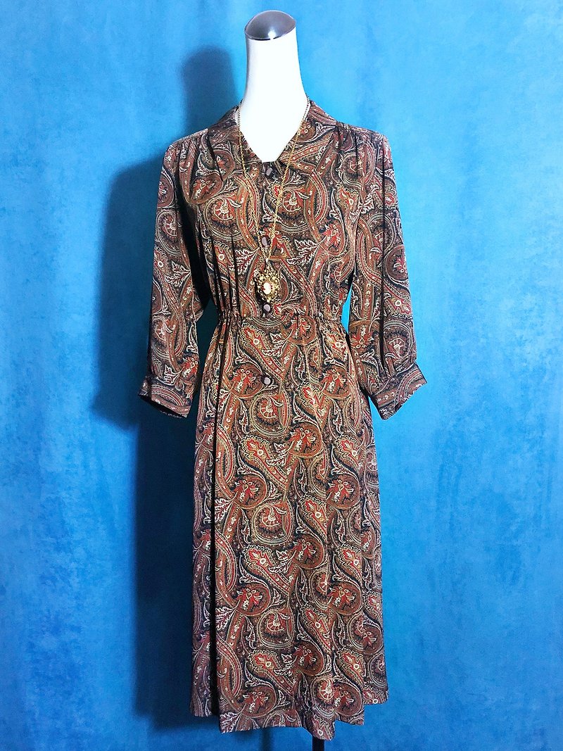 Classic totem vintage dress / abroad brought back VINTAGE - One Piece Dresses - Polyester Brown