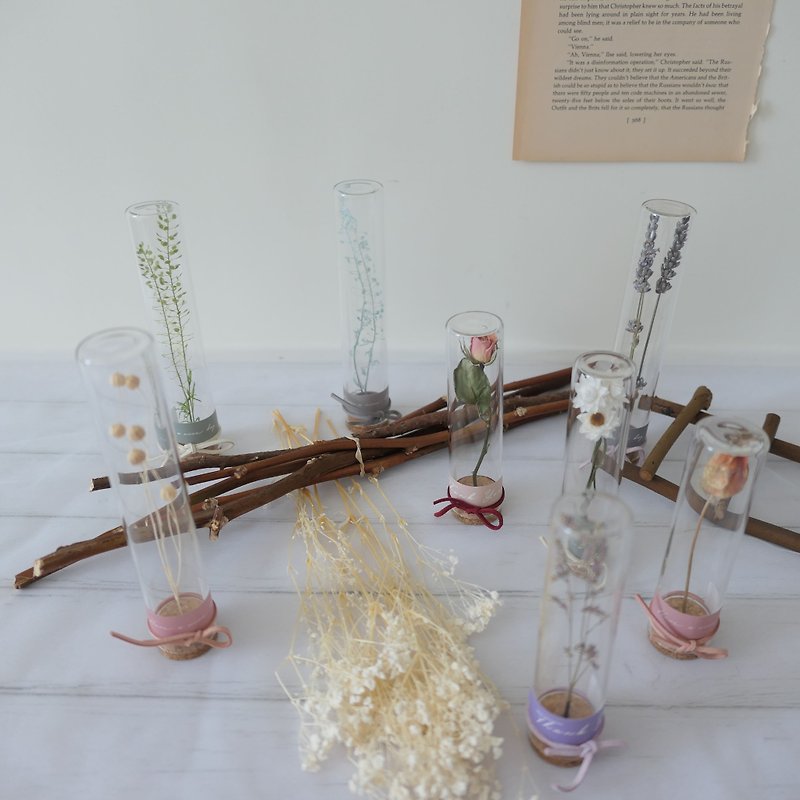 [Dried flowers in test tubes] Healing micro-scenes in test tubes/gifts/collections - ช่อดอกไม้แห้ง - พืช/ดอกไม้ สีเขียว