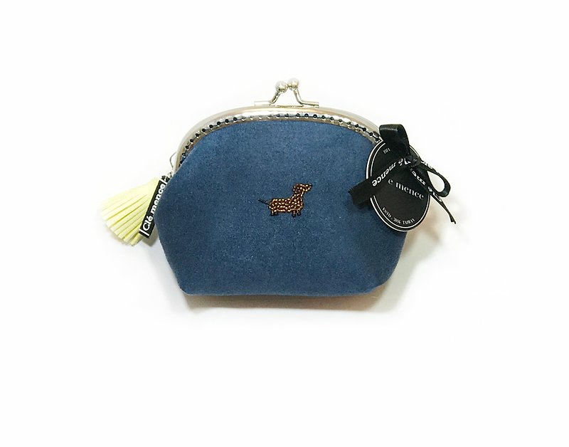 Sausage dog sledge bead handmade limited arch type mouth gold package - dark blue - Coin Purses - Polyester Blue