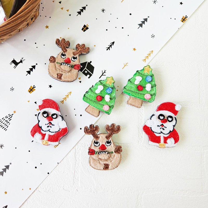 Magnetic Badge-Elk/Christmas Tree/Santa Claus More pieces will get more discounts - Badges & Pins - Thread Red